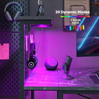 Bestier Gaming Desk with LED Lights, 51.3 Inch Computer Desk with 4 Tiers Reversible Shelves, Gamer Desk with Side Storage Bag, Hooks and Height Adjustable Shelf (Black Marble) - Image 6