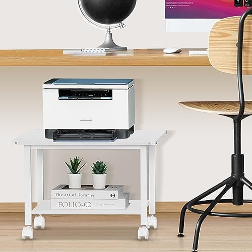 Lerliuo Under Desk Printer Stand, 2-Tier Industrial Rolling Printer Table - Image 5