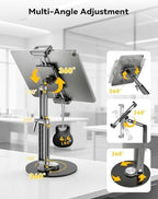 Portable Monitor Stand Large Clamp - Heavy Duty Aluminum Body Support up to 4.4LBS 16" 17.3" 18.5 inch 360° Rotating Base Swivel Foldable Desk Stand for iPad Holder Tablet Mount for Kitchen/Travel - Image 3
