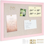 DOLLAR BOSS Bulletin Boards with Linen, 36"x24" White Cork Board, Pink by DOLLARBOSS