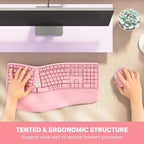 MEETION Ergonomic Keyboard Mouse Combo, Split Design, Vertical Mouse, Pink - Image 5