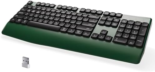 MPTOG Bluetooth Wireless Keyboard with Wrist Rest (Dark-Green Black) by MPTOG