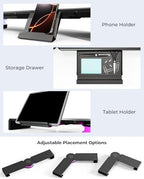 Klearlook Computer Monitor Stand Riser with Wireless Charging Pad, RGB LED Light Strip, USB 3.0 Hub (1A+1C), 48W Power Adapter, Desk Organizer for Home Office(Black-RGB) - Image 4