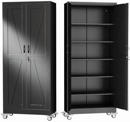 GAIOUS 74.8" Tall Metal Storage Cabinet with Lock and Wheels, File Cabinet by GAIOUS