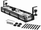 Expandable Under Desk Cable Management Tray, Expandable 15.7”–27.6”, No Drill Metal Cable Organizer with Clamp Mount for Standing Desk, Office & Home Desk (Black by Unknown