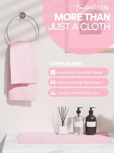 Fantasticlean Microfiber Cleaning Cloth Roll- 18'' x 12'', 36 Sheets (Pink) - Image 6