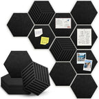 Hexagon Large Cork Bulletin Board Tiles, Peel and Stick Felt Wall Panels for Vision, Message Center, Picture and Prayer Board for Office, Dorm, Room and Desk Decor(Black) by faainit