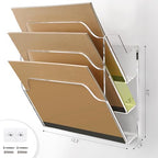 YUXUN Acrylic Wall File Organizer, 3-Section, Clear - Image 6