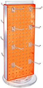 Azar Displays 700508-ORG-4C16 8-Inch W by 20-Inch H Revolving Black Pegboard Counter Display with 16-Pack of 4 inch Locking Hooks, Orange - Image 2