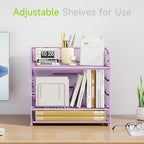 Cawukege 2 Pack 5 Tier Paper Organizer, Letter Tray with Handle, Mesh Desk Organizer, Metal File Organizer, Office Desk Accessories for Home, Office, Classroom, School -Purple - Image 2