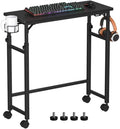 Snughome Mobile Keyboard Tray with Wire Cup Holder & 2 Storage Hooks, Height Adjustable 27.5"–44.4", Rolling Standing Desk Keyboard Platform with Lockable Casters for Home Office, Black by Snughome
