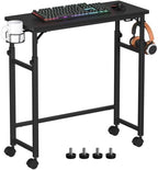 Snughome Mobile Keyboard Tray with Wire Cup Holder & 2 Storage Hooks, Height Adjustable 27.5"–44.4", Rolling Standing Desk Keyboard Platform with Lockable Casters for Home Office, Black by Snughome