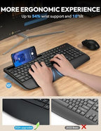 SABLUTE Wireless Keyboard and Mouse Combo, Full Size, Ergonomic Wrist Rest - Image 2