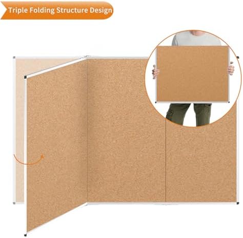 VIZ-PRO 96" x 48" Large Cork Bulletin Board, Foldable & Wall-Mounted Notice Pin Board with Silver Aluminum Frame, for School Home Office - 8' x 4' Corkboard - Image 5
