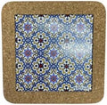 Portugal Azulejo Tiles, Ethnic Portugese Ceramic Tiles - Cork Trivets - Home & Wall Decorations (7.8 Inch - 20cm) (Multicolor Flowers) by GOLDTON
