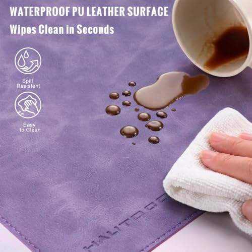 HAUTOCO Cork Desk Mat 48''x19.7'', Distressed PU Leather & Cloth Desk Pad - Image 4