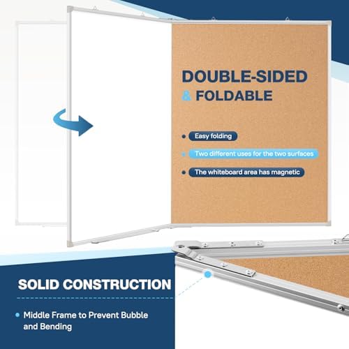 Large White Board Dry Erase Foldable Cork Board Combo 60x40 for Wall - Image 3