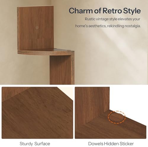 HOOBRO Corner Shelf Wall-Mounted, Set of 2 Floating Corner Shelves for Wall - Image 7