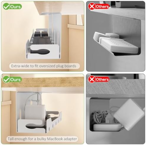 KEEGH Under Desk Cable Management Tray 16 in, Cable Organizer Tray, White - Image 3