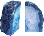 Natural Teal Dyed Agate Geode Bookends - 2 to 3 lb Heavy Duty Rock Crystal Stone Book Ends for Shelves, with Rubber Bumpers, Decorative Book Holders for Home Office - Image 2