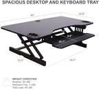 Rocelco 45" Height Adjustable Standing Desk Converter with Triple Monitor Mount and Slide Out Retractable Keyboard Tray - Sit Stand Up Three Screen Tabletop Riser Workstation - Black (R ADRB-45-DM3) - Image 4