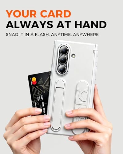NINKI Wristband for Samsung Galaxy Z Trifold Case with S Pen & Card Slot,Full Screen Hinge Protection Grip for Samsung Z Trifold Phone Case with Handle, Galaxy Z Trifold S Pen Holder Cover Stand White - Image 3