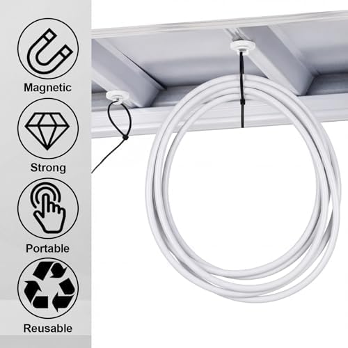 Leinuosen 30 Set Magnetic Zip Tie Mount and Nylon Cable Ties, 23 mm Multipurpose Wire Cable Holder Mount Wire Clips Management Electrical Organization Supplies(White) - Image 3