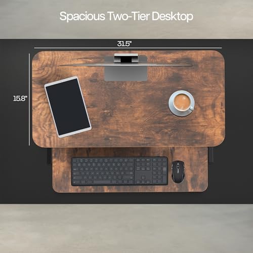 VIVO Rustic Vintage Brown 32 inch Standing Desk Riser, DESK-V000SN - Image 6