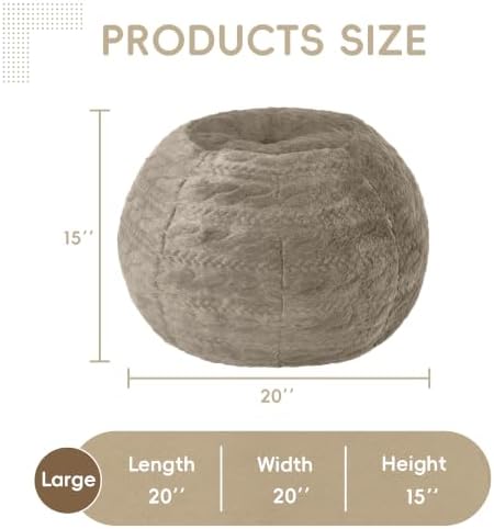 Hobestluk Stuffed Pouf Ottoman Footrest, Round Footstool,Large,Brown - Image 2