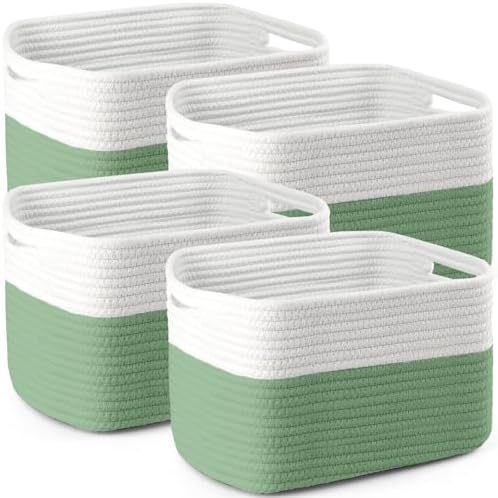 4 Pack Storage Baskets for Organizing, 11''Lx9''Wx8''H Woven Baskets for Storage Toys, Towels, Books, and Clothes, Cotton Rope Basket for Shelves with Handle by Unknown