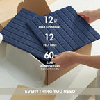 VIVELDA Felt Bulletin Board Tiles 48"x36" - 12-Pack Cork Board Alternative, OEKO-TEX Certified, NRC 0.95 Acoustic Felt Wall Panels, Damage-Free Adhesive, Slatted Design Home Office, Classroom (Indigo) - Image 6