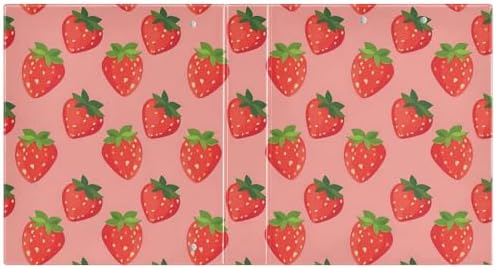 JIPONI 3 Ring Binder Strawberrys Pink Background 1 Inch Round Binders for Men Women Students, Cute File Organizer for Office School, 2 pcs - Image 2