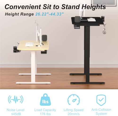 Standing Desk with Hidden Cable Management Tray,48x24,Black - Image 4