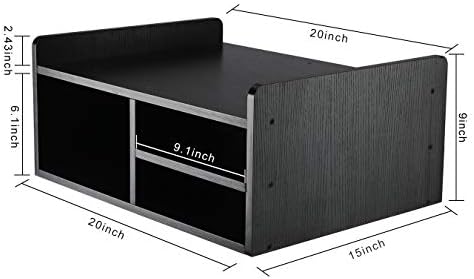 PAG-Mass Desktop Printer Stand with Storage, Paper Storage Holder Rack for Desk, Wooden Printer Organization for Home/Office, Black - Image 3