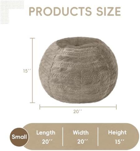 Hobestluk Stuffed Pouf Ottoman Footrest, Round Footstool,Small,Brown - Image 2