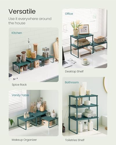 SONGMICS Cabinet Organizer Shelf, Set of 3 Spice Rack, Kitchen Storage - Image 4