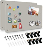 2Pack Magnetic Board,17.5" x 11.4" Magnet Bulletin Board to Display Magnetic Notes, Poetry, Photos, Suitable for Wall, Refrigerator, Cabinet etc, Come with 8 Pcs Dual Lock Tape and Screws (Gray) by HYHOSHI