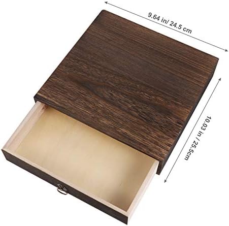 Cabilock Rustic Solid Wood Single Desktop Drawer – Vintage Apothecary Style Monitor Stand & Desk Organizer, Distressed Wood Storage Box for Office Supplies, Jewelry & Crafts (Coffee) - Image 2