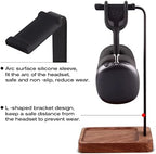 Walnut Wood & Aluminum Headset Holder, Desktop Headphone Stand, Universal headphone holder for most music gaming headsets - Black Walnut - Image 4