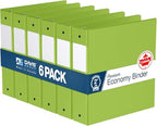 Premium Economy 3-Ring Binder, Spine Label, 2" Round Rings, Lime Green, 6Pk by DAVISGROUP
