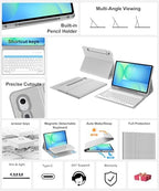Keyboard Case for Samsung Galaxy Tab S10 FE+ Plus 13.1'' 2025 Detachable Wireless Keyboard for Galaxy Tablet S10FE+ Case with S Pen Holder, Protective Folio for Samsung Tab S10 FE Plus Keypad, Grey - Image 5