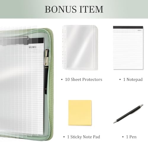 Leathario Portfolio Binder, Padfolio Organizer, 3 Ring Binder with Zipper - Image 6