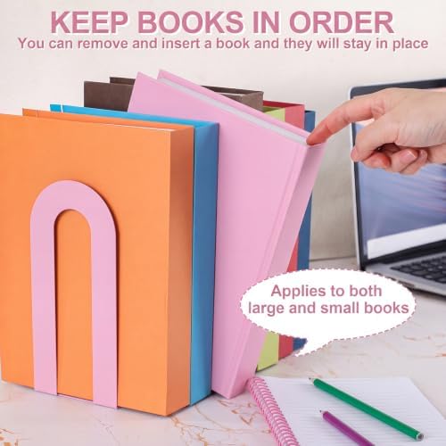 Chunful 24 Pcs Pink Metal BookEnds Shelves, 7.5 x 5.75 x 3.5 in - Image 5
