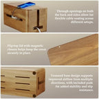 Acacia Wood Cord Management Box, Magnetic Lid, Hide Cable & Cord Organizer - Image 2