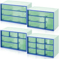 Briwooody 4 Pcs Mini Desktop Drawer Storage Box 3 4 6 9 Compartment, Green by Briwooody