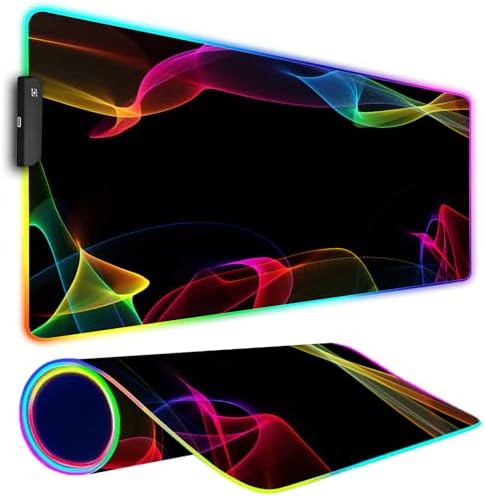 RGB Gaming Mouse Pad, Large Mousepad with Led Light, Gaming Accessories Keyboard Pad for Desk, Non-Slip Rubber Base Big Mouse Mat for Gamer, 31.5 X 11.8 Inch, Colorful by Armanza
