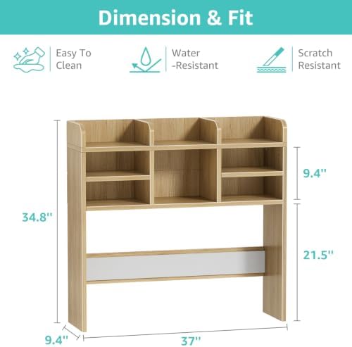 37 Inch Natural Wood Desk Hutch Dorm Top Only With Felt Board For College - Image 3