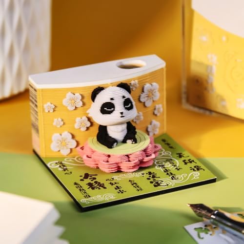 3D Memo Pad, 3D Calendar 2027, Time Piece Calendar, Tear-Off Calendars 2027, 3D Paper Carving Art Memo Pad, Art Carving Sticky Notes for Office Home Gifts Ornaments (Lotus Panda) - Image 3