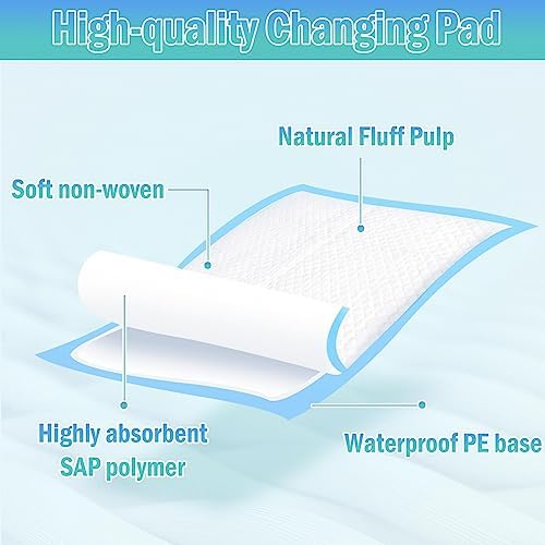 Rocinha 100 Pack Disposable Changing Pads Baby Disposable Underpads Waterproof Diaper Changing Pad Breathable Underpads Bed Table Protector Mat (17 x 13 Inches) - Image 2