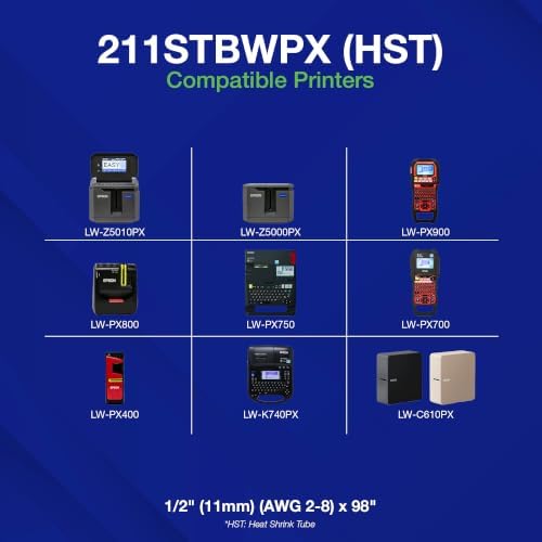LABELWORKS Epson 211STBWPX Heat Shrink Tube - Black on White - 11mm - Image 2